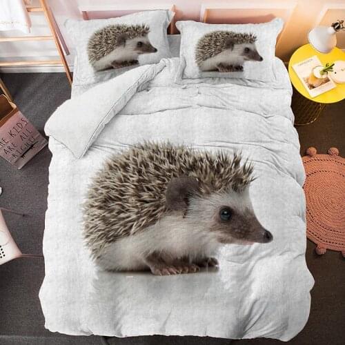 Lovely Animal Hedgehog Bedding Set 3D Print Comforter Luxury Queen King Single Duvet Cover Set Home Textile Decoration Scenery