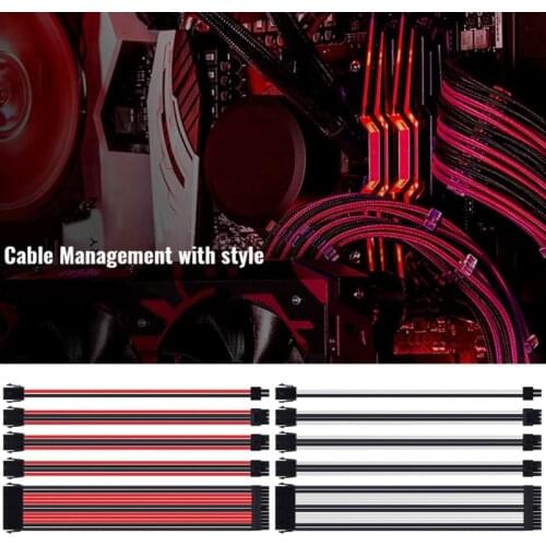 18AWG ATX/PCI-E Extension Cable Kit ATX 24Pin/EPS 4+4Pin/PCI-E 8Pin/PCI-E 6Pin/EPS 4Pin Female to Male PSU Extension Power Cord