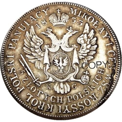 Poland 1833 5 Zlotych Silver Plated Coins Copy