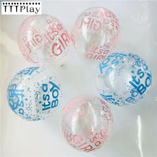 10pcs 12inch Its A Boy and Its A Girl Baby Boy Latex Balloons Wedding Birthday Baby Shower Party Decoration Transparent Colors