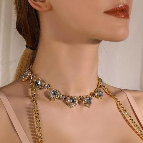 Fashion Rhinestone Personalized Star Heart Choker Nekclace Star for Women Wholesale Items Summer New Beach Chain Necklace Boho