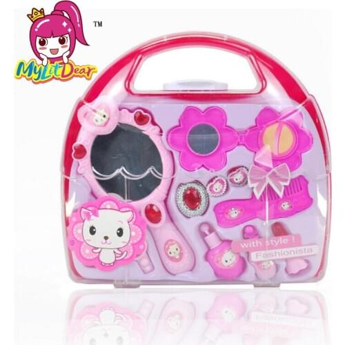 MylitDear Lovely Girls Beauty Hair Toy Role Pretent Play Simulation Cosmetic Bag Carry Case For Girls Dryer Make Up Game In Box