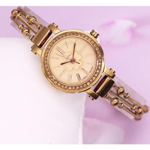 New Julius Lady Womens Wrist Watch Fashion Hours Dress Lucky Four-Leaf Clover Chain Bracelet Top Girl Valentine Birthday Gift