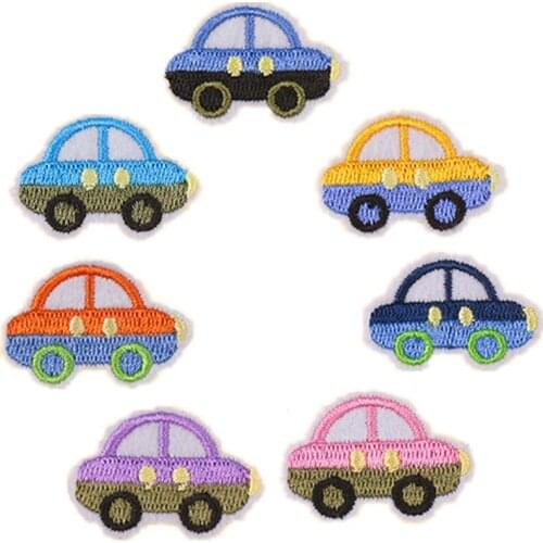50pcs/lot Cartoon Car Embroidery Patches Letters Clothing Decoration Accessories Diy Iron Heat Transfer Applique Cute Patch