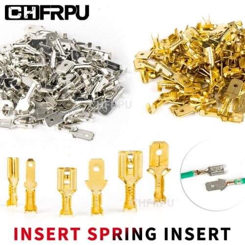 2.8/4.8/6.3mm 100Pcs/lot Female and male Crimp Terminal Connector Gold Brass/Silver Car Speaker Electric Wire Connectors Set