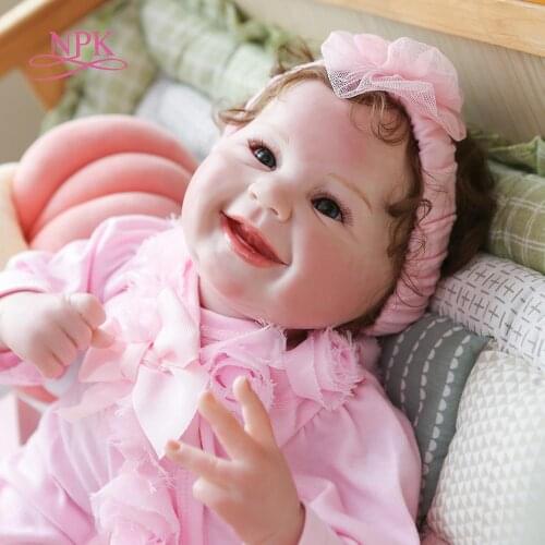 NPK 55CM adorable weighted soft body hand rooted hair100% handmade detailed painting collectibles art doll reborn baby