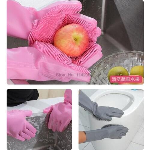 50Pairs Gloves Kitchen Silicone Cleaning Gloves Magic Silicone Dish Washing Glove for Household Scrubber Rubber Clean Tool