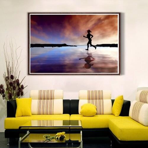 Women Running Movement Seaside Poster Canvas Print Painting Wall Art Living Room Home Decoration