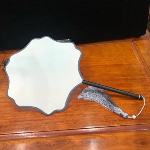 Ebony Handle White Chinese Silk Hand Fan Women Dance Costume Decor DIY Adult Painting Embroidery Hanfu Cheongsam Accessories