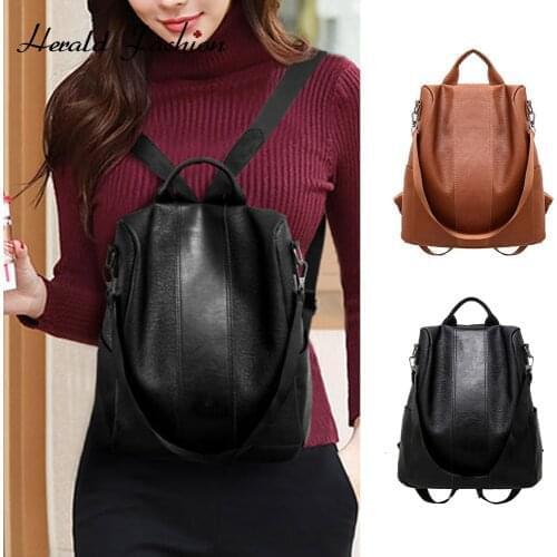 New Fashion Women Anti-Theft Backpack Vintage Leather Backpacks for Teenager Girls Preppy School Bagpack Female Travel Bags