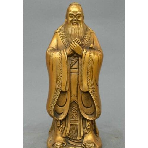 Collect Chinese fengshui old bronze originator of confucianism Confucius statue