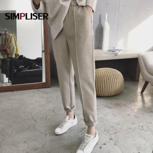 Woolen Harem Pants Women Thickened Warm Winter Trousers Plus Size 5XL Vintage Nylon Mom Pants Black Beige Khaki Pantalon Femme