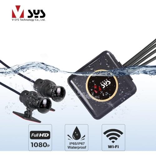 SYS VSYS Full Body Waterproof Motorcycle Camera Recorder P6FL WiFi Dual 1080P Full HD Motorcycle DVR Dash Cam Black GPS Box