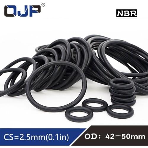 20PC/lot Rubber Ring NBR Sealing O Ring OD42/44/45/48/50*2.5mm O-Ring Seal Nitrile Rubber Gaskets Oil resistance Ring Washer