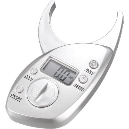 Uxcell Digital Body Fat Caliper 0-50mm Skin Fold Analyzer Measuring Tool Silver