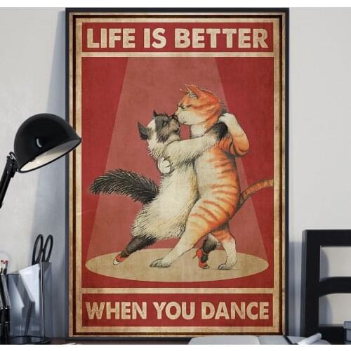 Vintage Abstract Style Canvas Painting Drinking Wine Read Book Cat Poster and Prints Wall Art Pictures for Home Decor