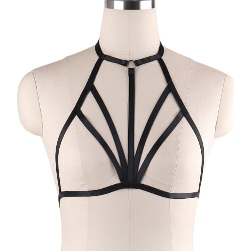 5 piece Women harness Bra body crop top Cage bra harness Sexy body stocking Goth harajuku harness belt hand made