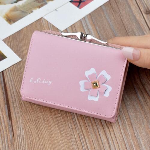PU Leather Wallet Women 2020 New Folding Coin Purse Female Wallet Student Small Fresh Mini Clutch Bag Short Buckle Wallet