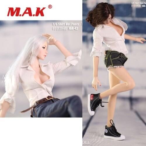 1/6 Female Shirt Hot Pants White Shirt Model Accessories Clothes Set 12 Inch Action Figure Dolls