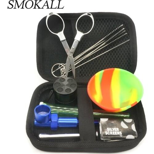 1Set Smoking Pipe Grinder With Snuff Silicone Bowl Rolling Paper Tube Scissors Smoke Cigarette Accessories Tobacco Herb