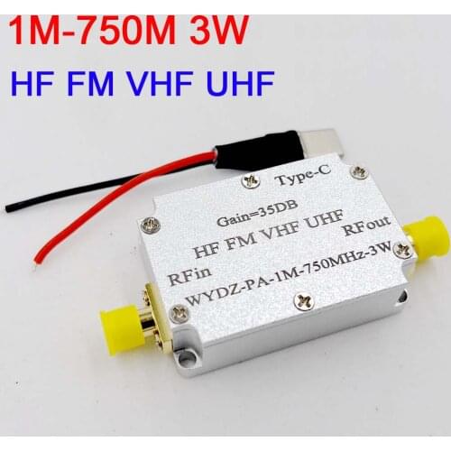 1Mhz ~700MHZ 3W 35DB HF VHF UHF FM transmitter Broadband RF power Amplifier For Ham Radio Walkie talkie Shortwave w shell