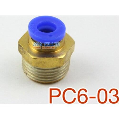 10 Pieces Tube OD 6mm x 3/8" BSPT Male Straight Pneumatic Connector Push In To Connect Fitting