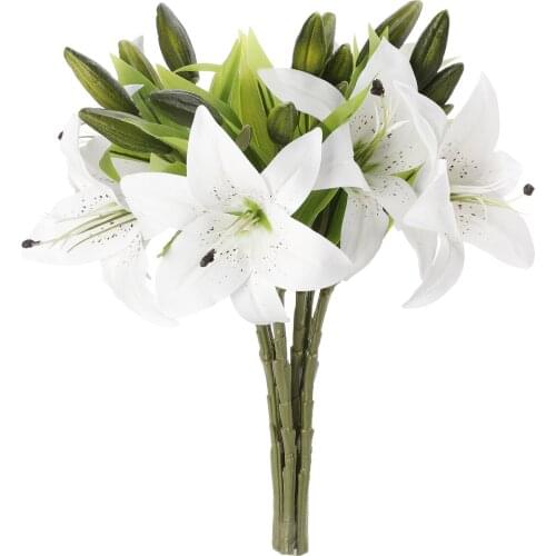 3 pcs Artificial Lilies Bouquet Home Decor Touch Real Feel Plastic Flowers Party Banquet Mariage Wedding Decoration Bloemen