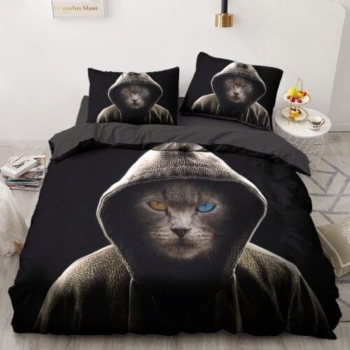 3D Bedding Sets Green Duvet Quilt Cover Set Comforter Bed Linen Pillowcase King Queen 260x220cm Size Dogs Pet Dog Cat