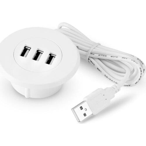 5cm Grommet Hole In-Desk Mounting 3 Ports USB 2.0 Hub For Laptop PC Computer HX6A