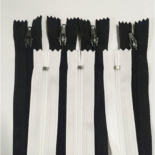 50pcs (18 inch) 45cm Black & White Nylon Coil Zippers Tailor Sewing Craft Crafters &FGDQRS #3 Close End