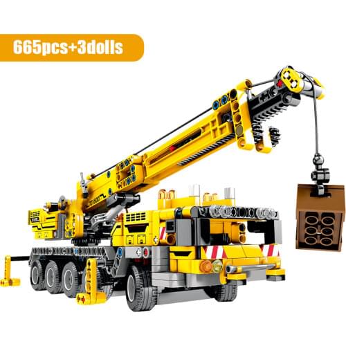 City 665PCS Crane high-tech Building Blocks Construction Toys Engineering Vehicles Truck Bricks Toys Gifts For Kids Children