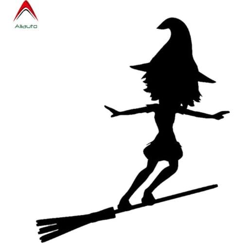 Aliauto Cartoon Car Sticker The Magic Witch Riding A Broom Automobiles Accessories Vinyl Decal for Subaru Golf 4 Kia,15cm*12cm
