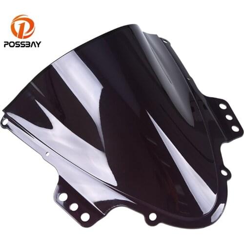 POSSBAY Black/Clear Motorcycle Windshield for Suzuki GSXR 1000 K5 2005-2006 Street Bike Wind Deflector Double Bubble Windscreen