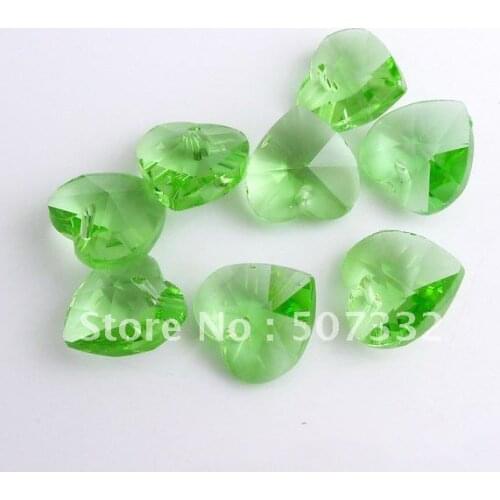 Free Shipping! Wholesale AAA Top Quality 14mm 6202 crystal heart pendant beads Peridot 60pcs/lot