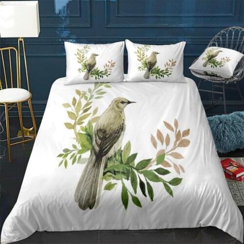 Bird Quilt Cover Pillowcase 3Piece Comforter Bedding Set With Pillow Case Single Double Duvet Cover Home Decora