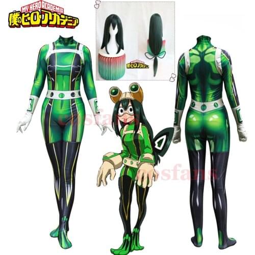 Kids Adults My Hero Academia Froppy Tsuyu Asui Cosplay Costume Spandex Zentai Suit Women Girls Bodysuits For Halloween Party