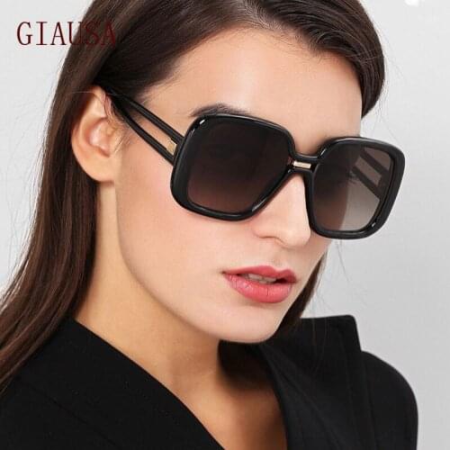 GIAUSA European and American Fashion Sunglasses Womens big box toad Sunglasses yellow night vision goggles luxury