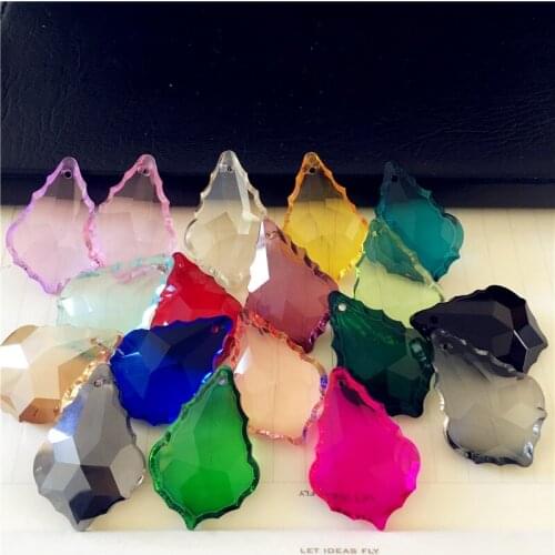 New Style 80pcs/Lot 38mm Mixed Color Crystal Maple Leaf Crystal Chandelier Hanging Parts Crystal Trimming Pendants Freeshipping