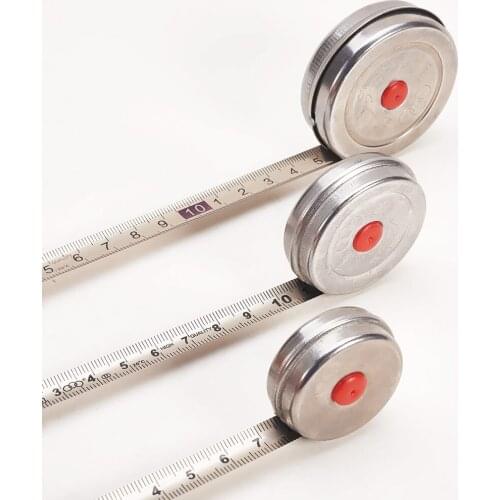 Hot Engineer Double Sides Round Shaped Tape Measure 1m 2m 3m Self Flexible Retractable Stainless Steel Ruler Measuring Tape 1pcs