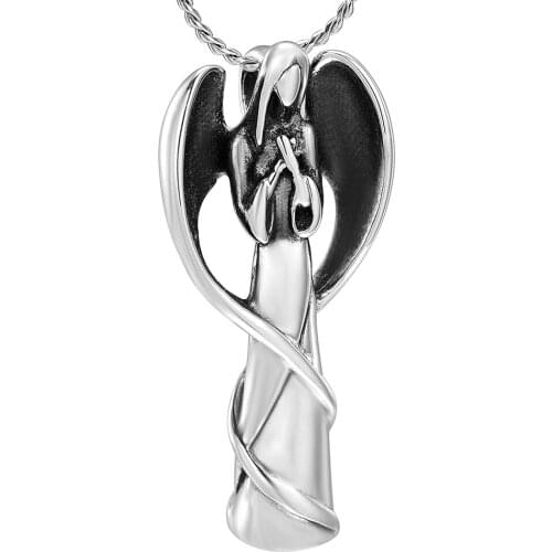 J888 Angel Lady Stainless Steel Cremation Urns Necklace for Ashes Keepsake Memorial Urn Pendant Jewelry
