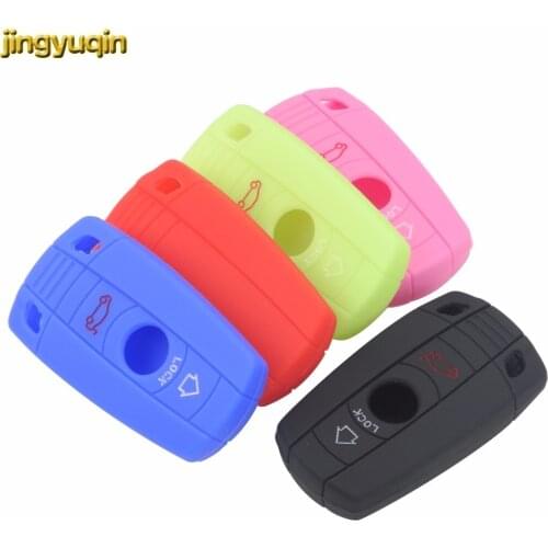 Jingyuqin 3 Buttons Remote Silicone Smart Car Key Case Cover Protector for BMW E90 E60 E70 E87 3 5 6 Series M3 M5 X1 X5 X6 Z4
