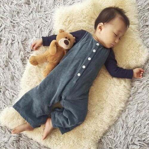 Baby Romper New Spring Boys Wide Leg Pants Girls Corduroy Solid Color Linen Jumpsuits Korean Style Children Soft Loose Bodysuits