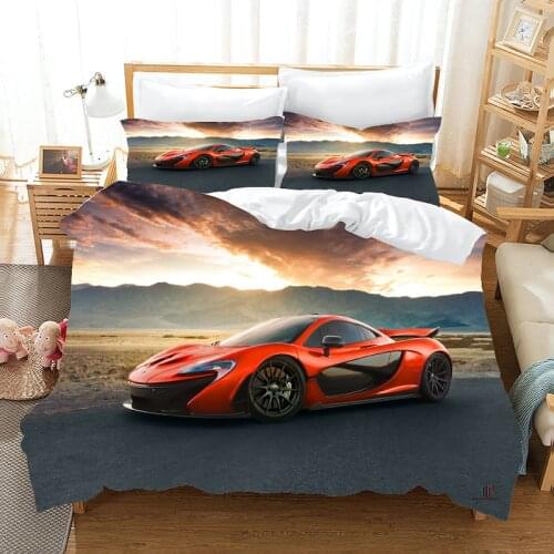 Sport Car Duvet Cover Sets,Home Bed Decorative Bedding Sets for Teen Boys Girls,100% Microfiber Bed Set with Zipper,No Comforter