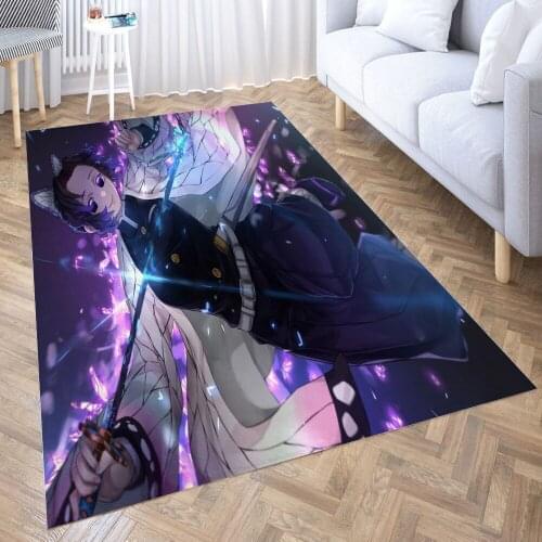 Shinobu Kochou Carpet for Living Room 3D Anime Cartoon Rug Gamer Teen Room Bedside Lounge Rug Kids Children Floor Mats