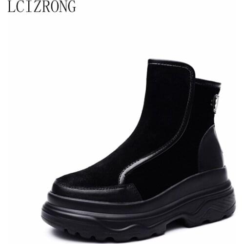 LCIZRONG Black Boots Women Winter Shoes Womens Boot 2019 Fashion Casual Ankle Boots for Woman Non-slip Warm Snow Boots