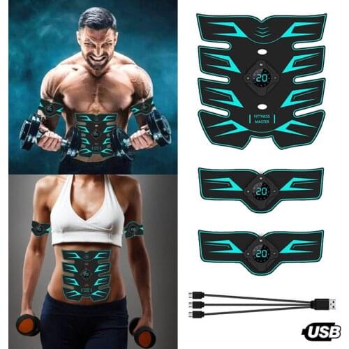 Easy Operate USB Charging Exerciser Home Belt Massage Abdominal Muscle Stimulator Fitness Effective Trainer Fat Burning Body Gym