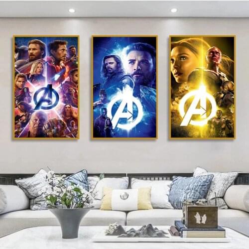 Marvel Avengers Superhero Canvas Painting Infinity War Movie Spider-Man Iron Man Wall Art Poster for Living Room Home Decoration