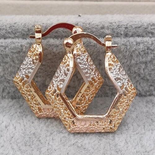 Trendy Gold Copper Geometric Hollow Hoop Earrings For Women Girls Eardrop Fashion Jewelry Accessories Birthday Wedding Gift