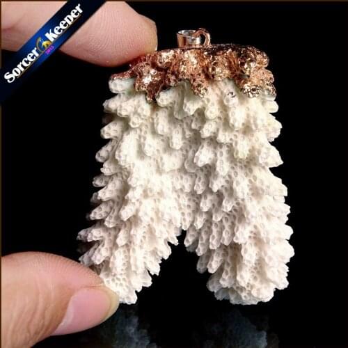 Natural Stone Raw White Coral Pendant Necklace Druzy Drusy Elestial Skeletal Cluster Specimen Fit Jewelry Making AA299