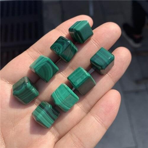 Natural crystal stone malachite cube decoration carving craft Crystal reiki stone DIY pendant